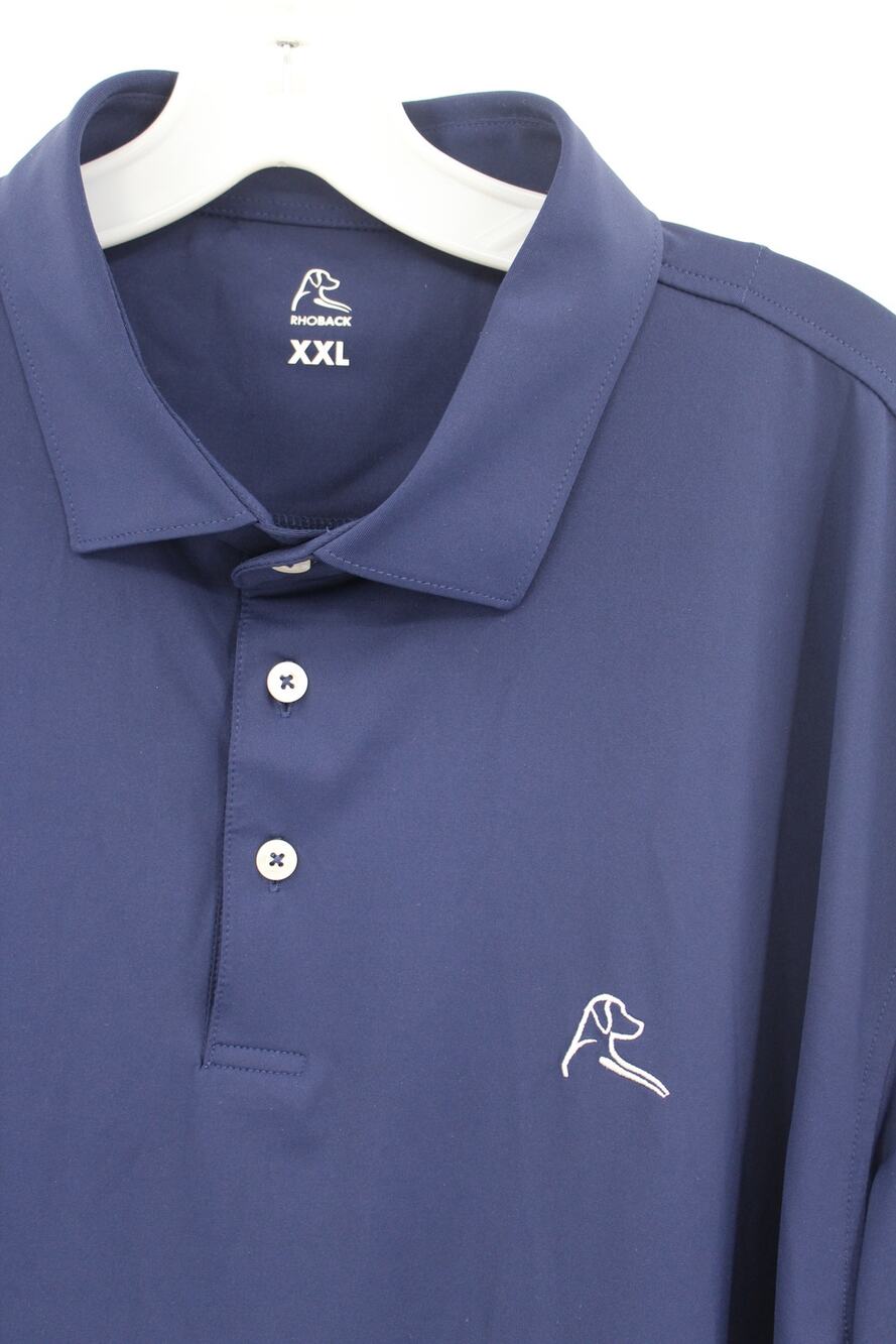 Rhoback Solid Men's Short Sleeve Performance Polo Navy Blue Size 2XL